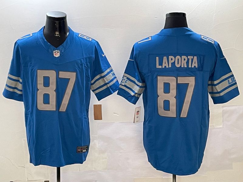 Men Detroit Lions 87 Laporta Blue three generations 2024 Nike Limited NFL Jersey style 0102
